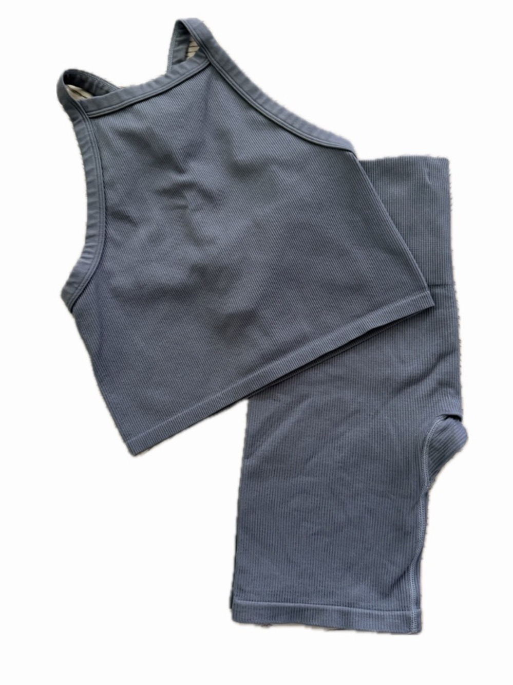 WILD FABLE WOMEN S GRAY RIBBED TANK TOP & BIKER SHORT SET STRETCH